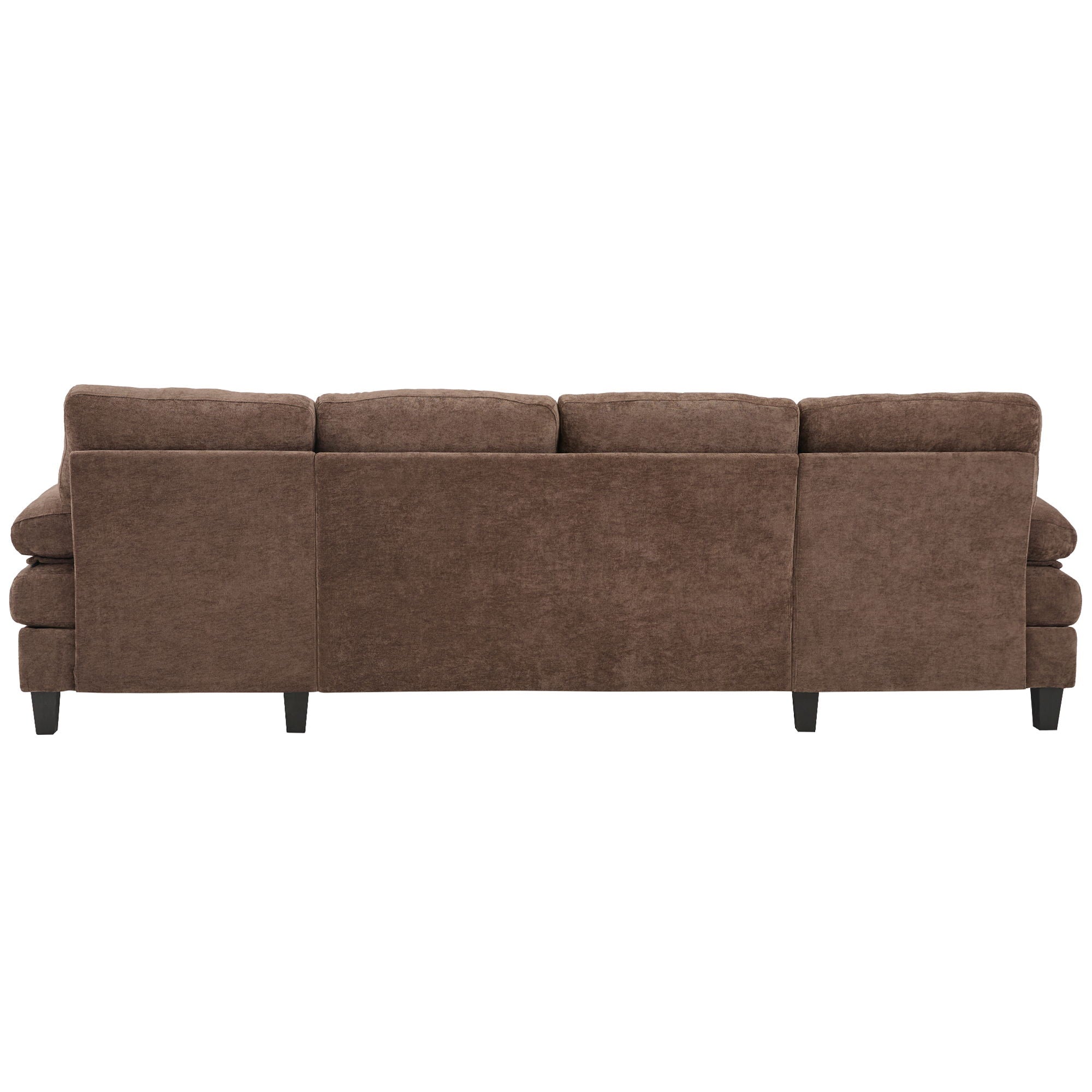U-Shaped Sectional Sofa 103.5" Black Chenille Fabric Couch With Dual Chaise Lounges, Storage Pockets, Armrest Pillows