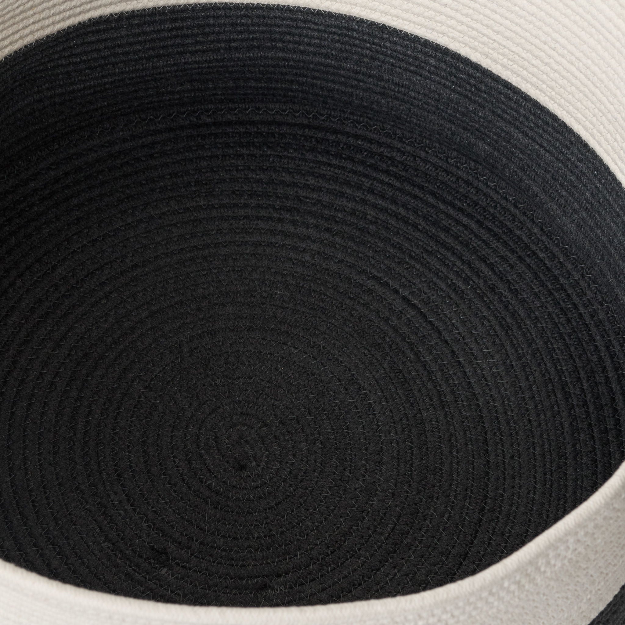 Cotton Round Laundry And Storage Basket With Sturdy Handles - Gray / White