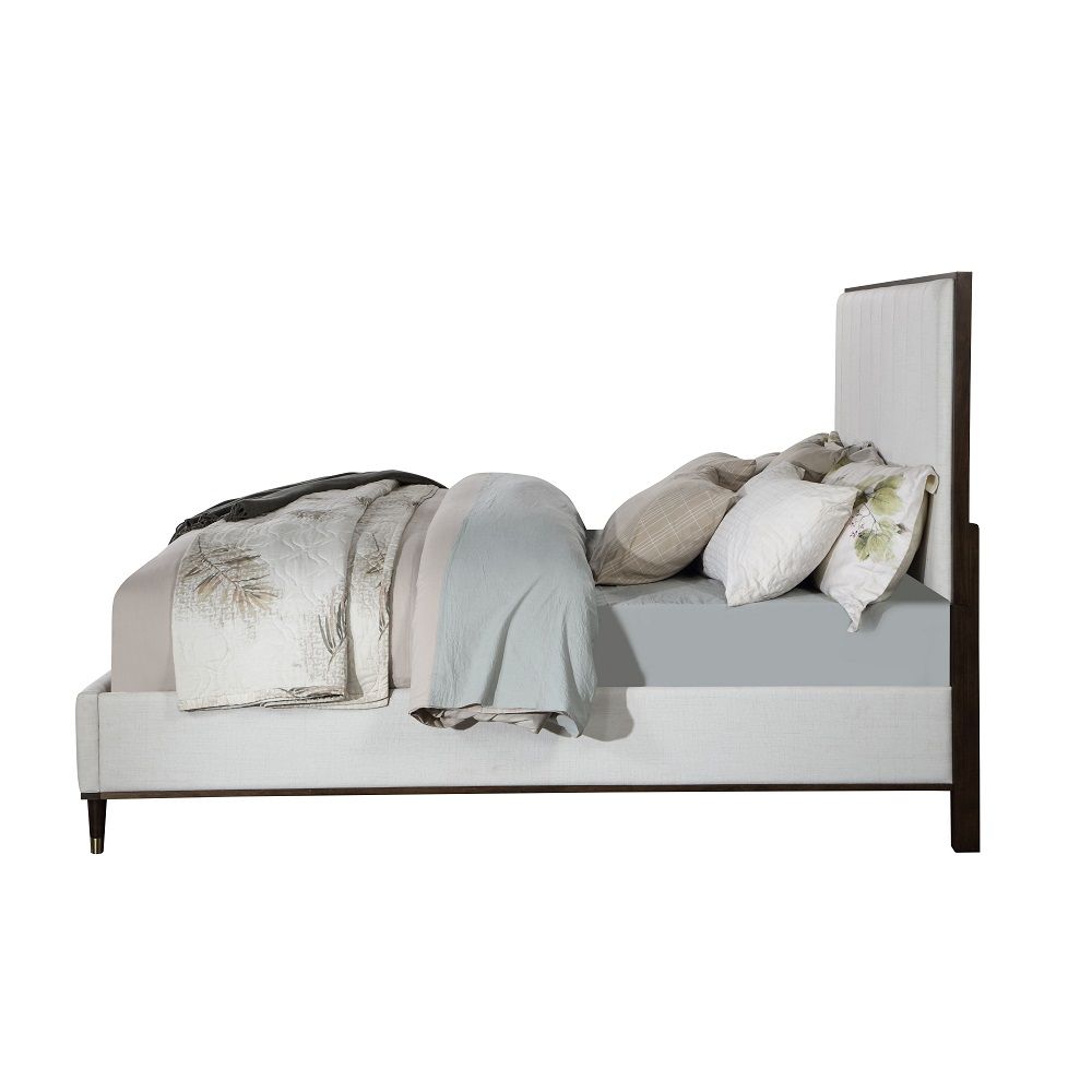 ACME Box Spring Required Upholstered Bed Wooden Legs with Metal Caps Drawer: Metal Side Drawer Glide, 3/4 Extension, Dovetail Included, Safety Stop Included Mirror Beveled | Meri Furniture