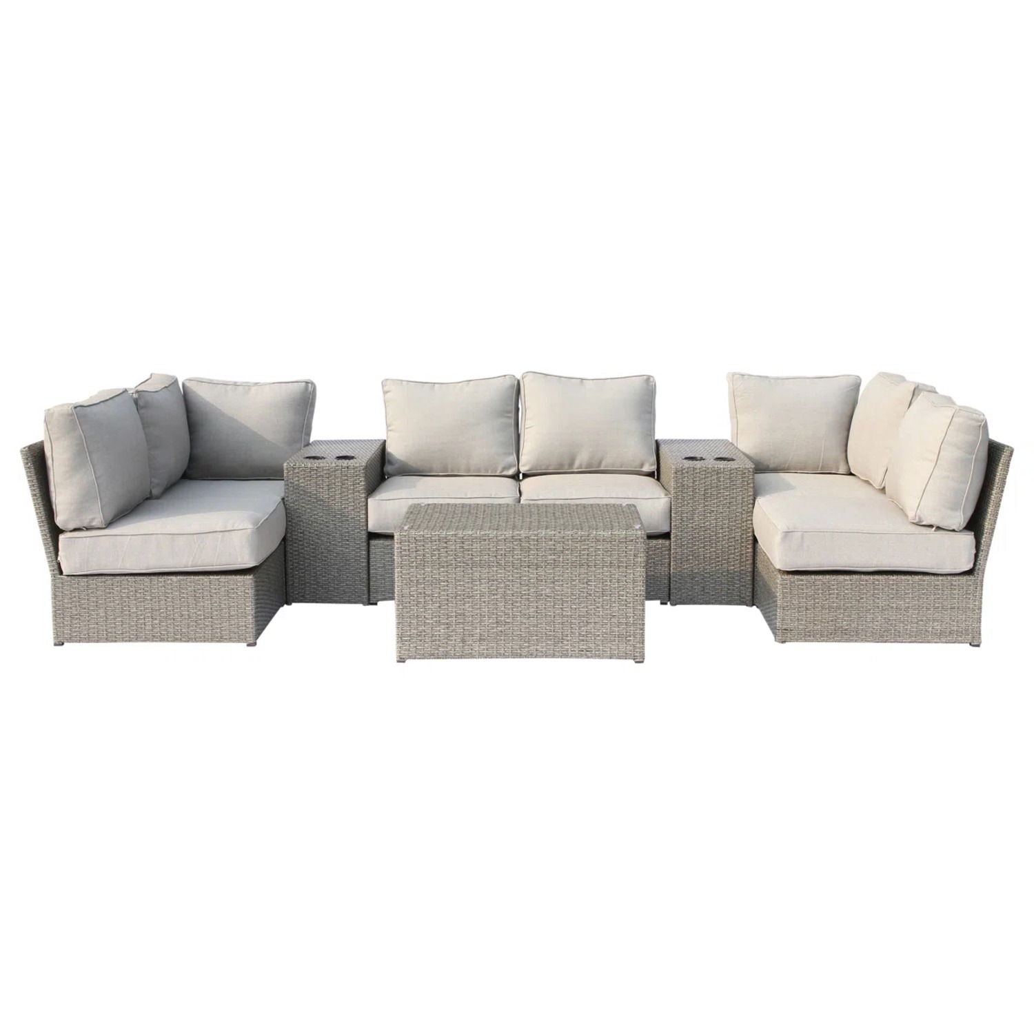 Comfortable Modern Patio Rattan Sectional Set With Cushions