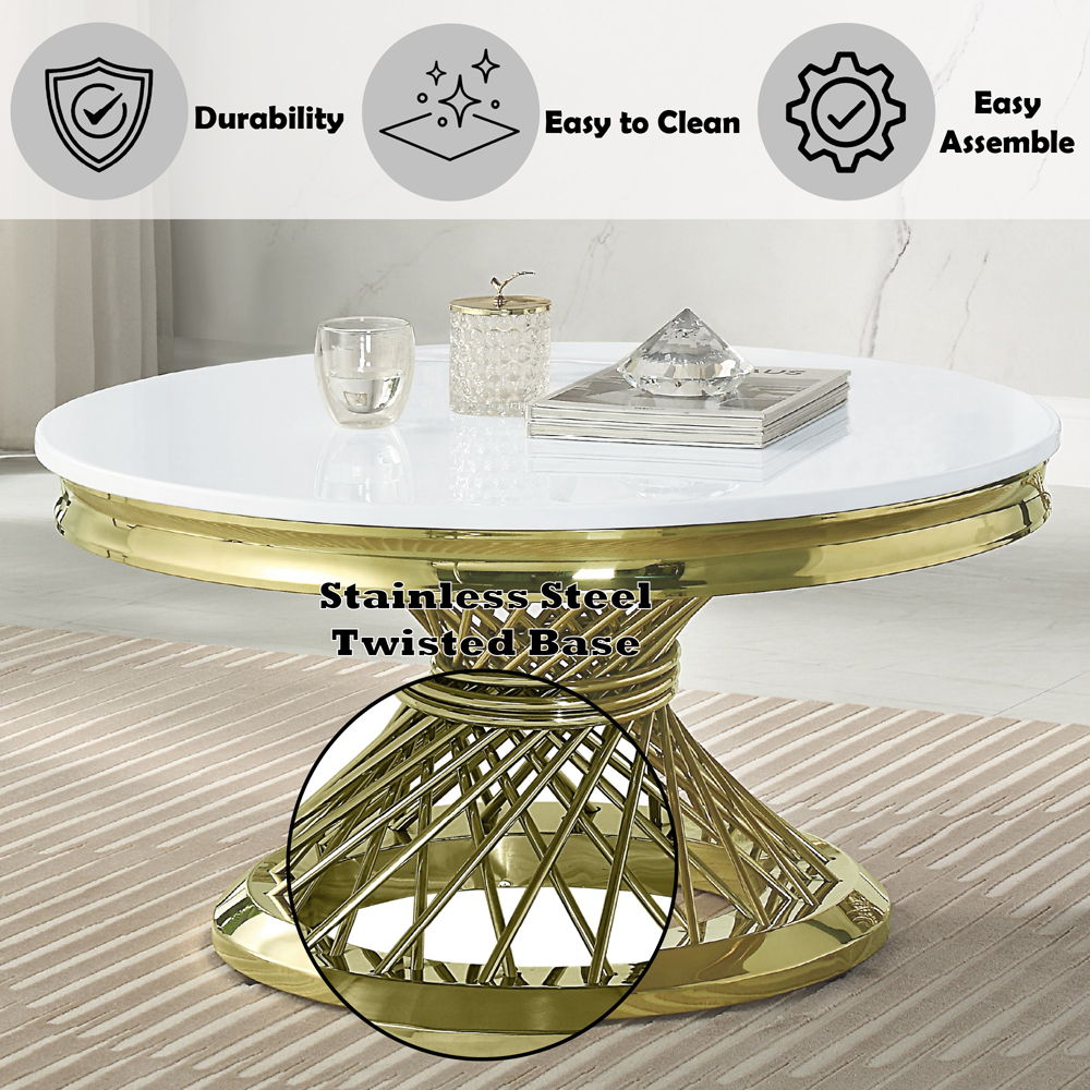 Fallon - Coffee Table With Engineered Stone Top - Engineered Stone Top & Gold