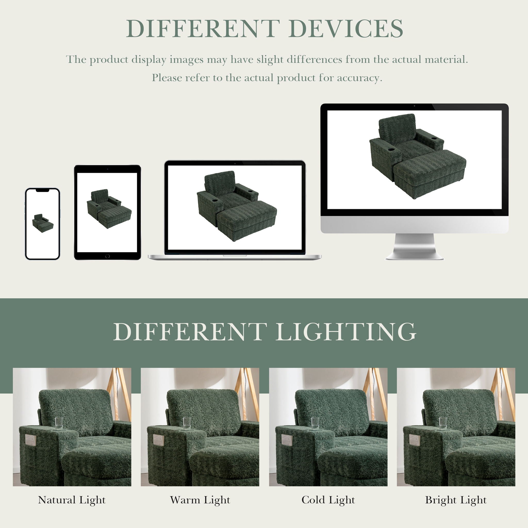 Oversized Chaise Lounge Indoor Rabbit Fur Sofa Bed With Storage Ottoman And Armrests Cup Holders With Deep Seat