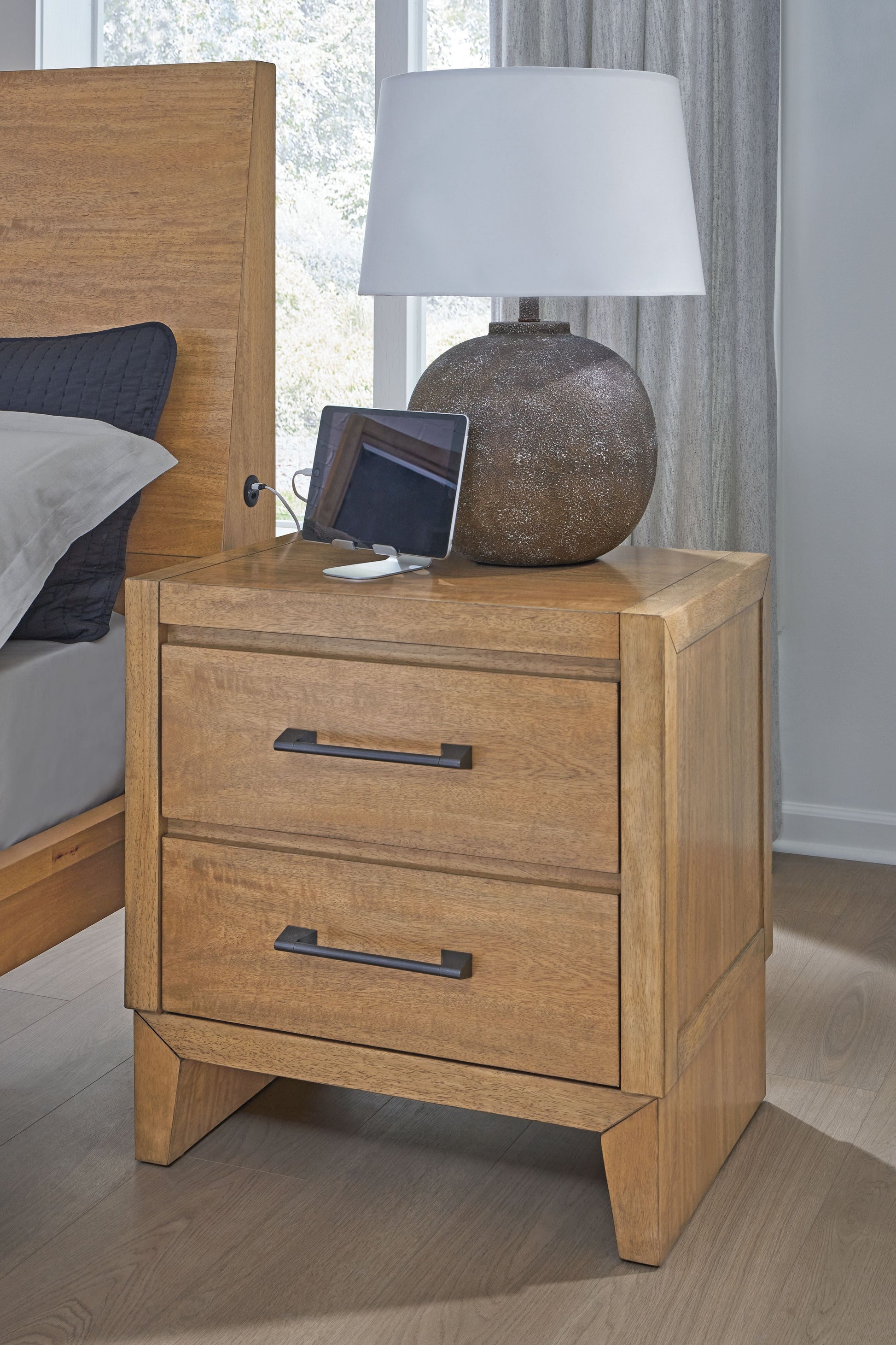 Signature Design by Ashley® Sherbana - Light Brown - Two Drawer Night Stand | Meri Furniture