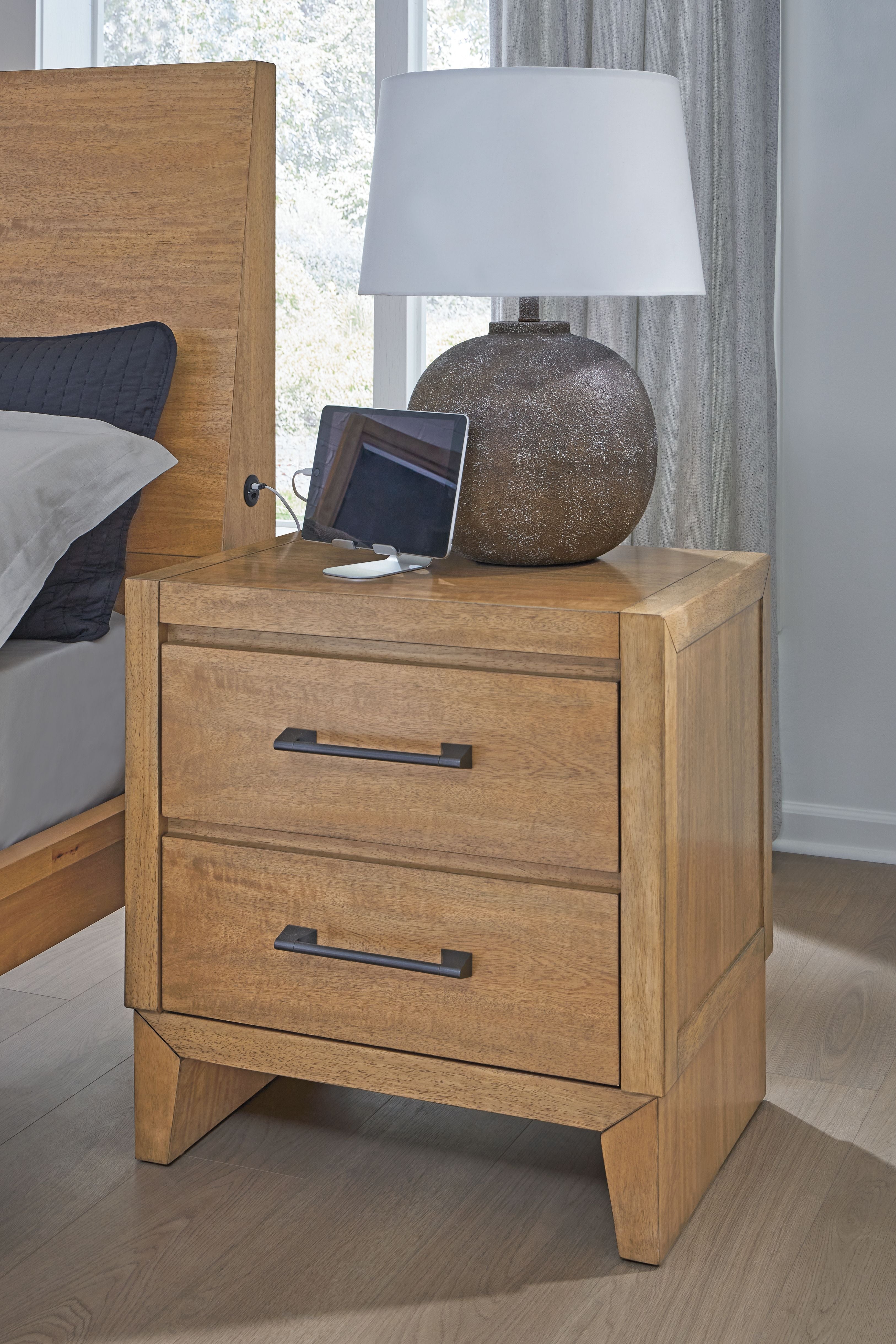 Signature Design by Ashley® Sherbana - Light Brown - Two Drawer Night Stand | Meri Furniture