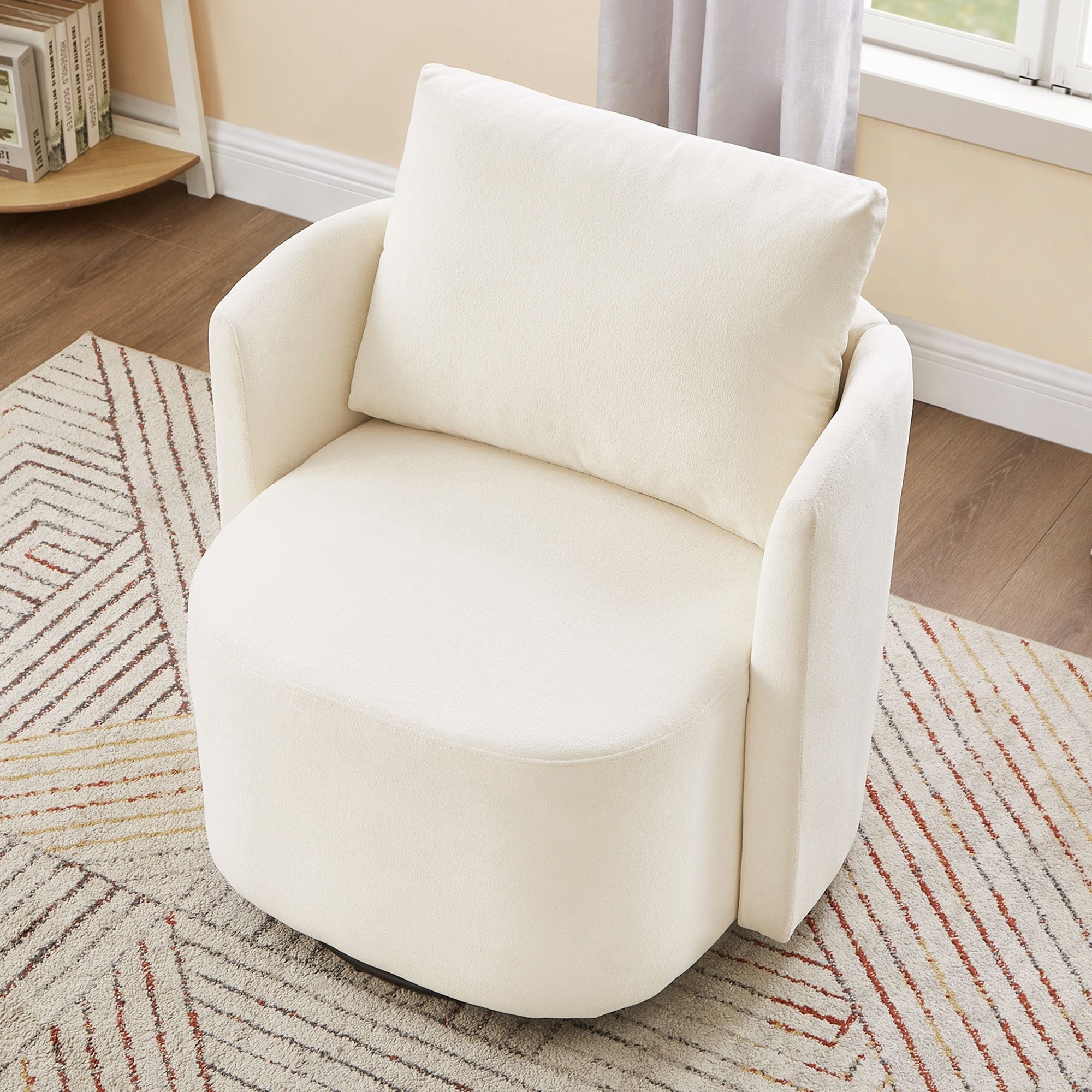 360° Modern Swivel Chair With Upholstered Curved Design