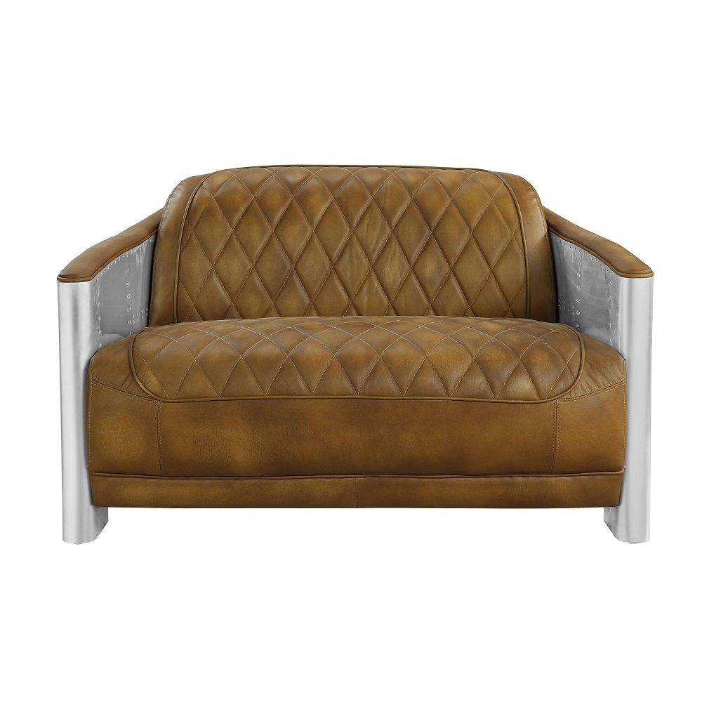 ACME Sedna - Loveseat - Espresso & Aluminum | Meri Furniture