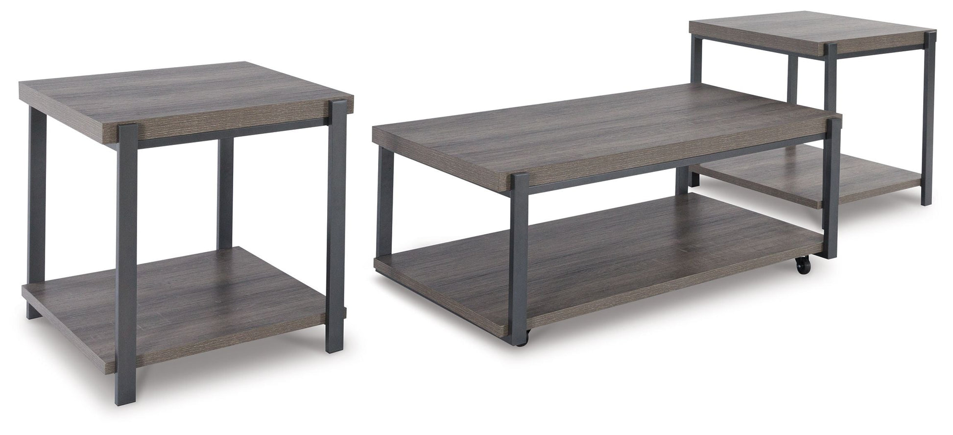 Signature Design by Ashley® Wilmaden - Gray / Black - Occasional Table Set (Set of 3) | Meri Furniture