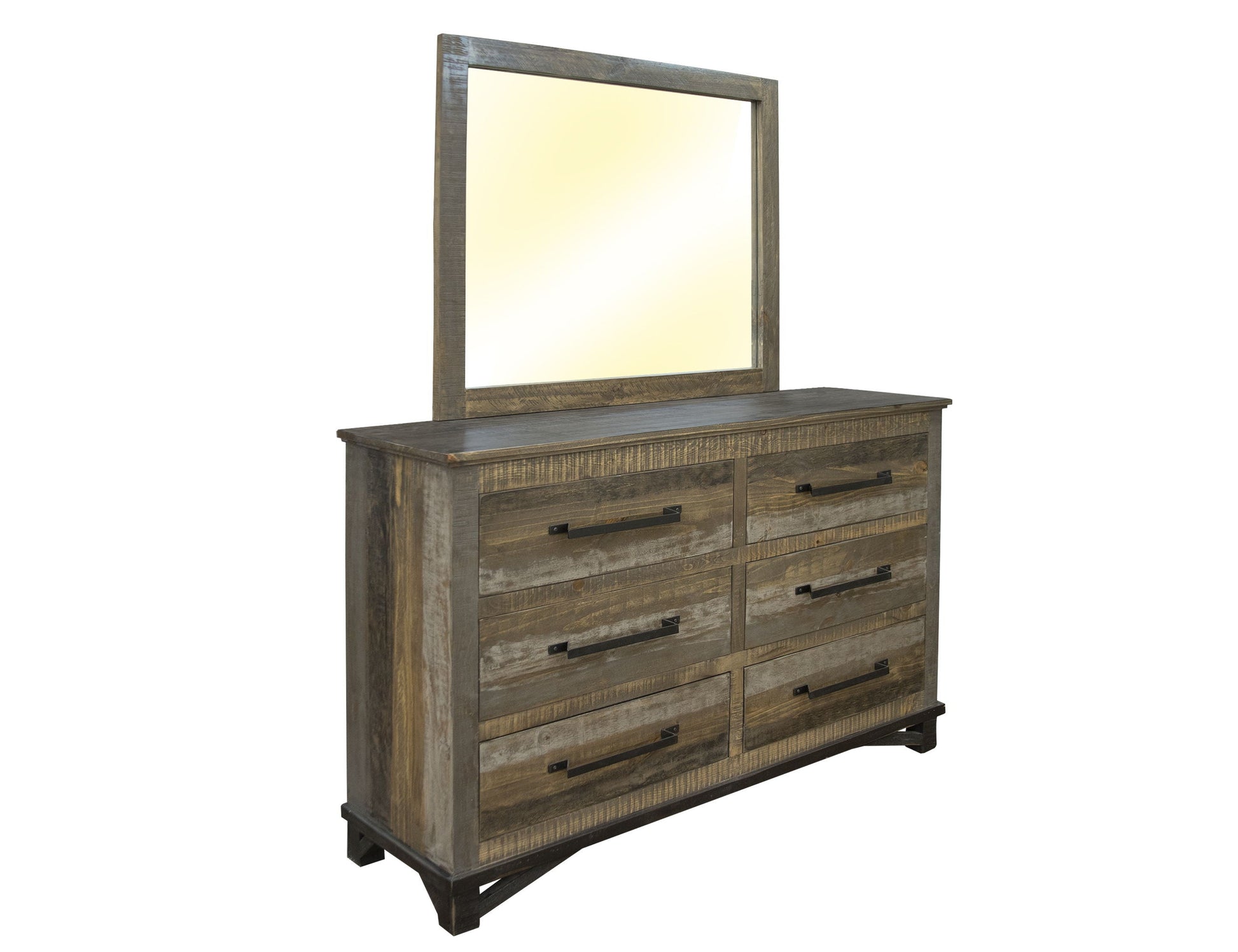 International Furniture Direct Loft Brown - 6 Drawer Dresser - Two Tone Gray / Brown | Meri Furniture