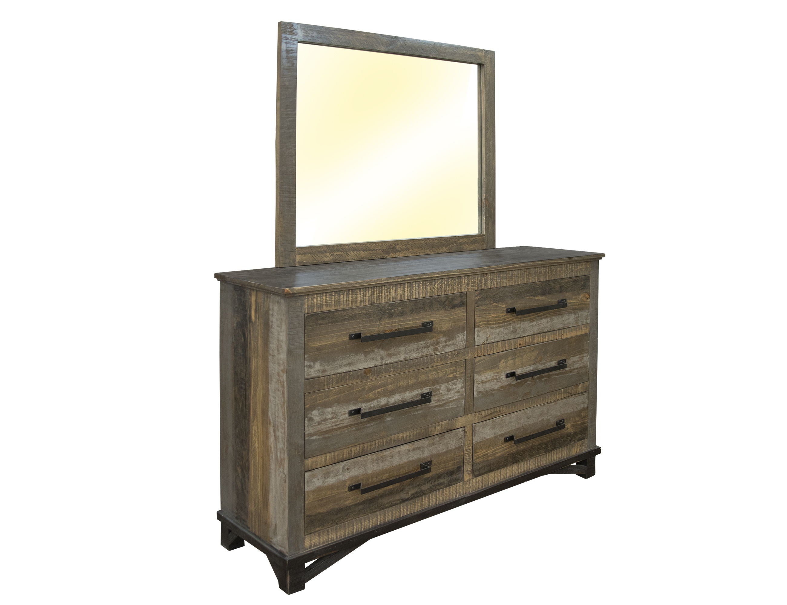 International Furniture Direct Loft Brown - 6 Drawer Dresser - Two Tone Gray / Brown | Meri Furniture