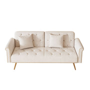 Luxurious Velvet Sofa Bed With Nail Head Trim And Matching Pillow