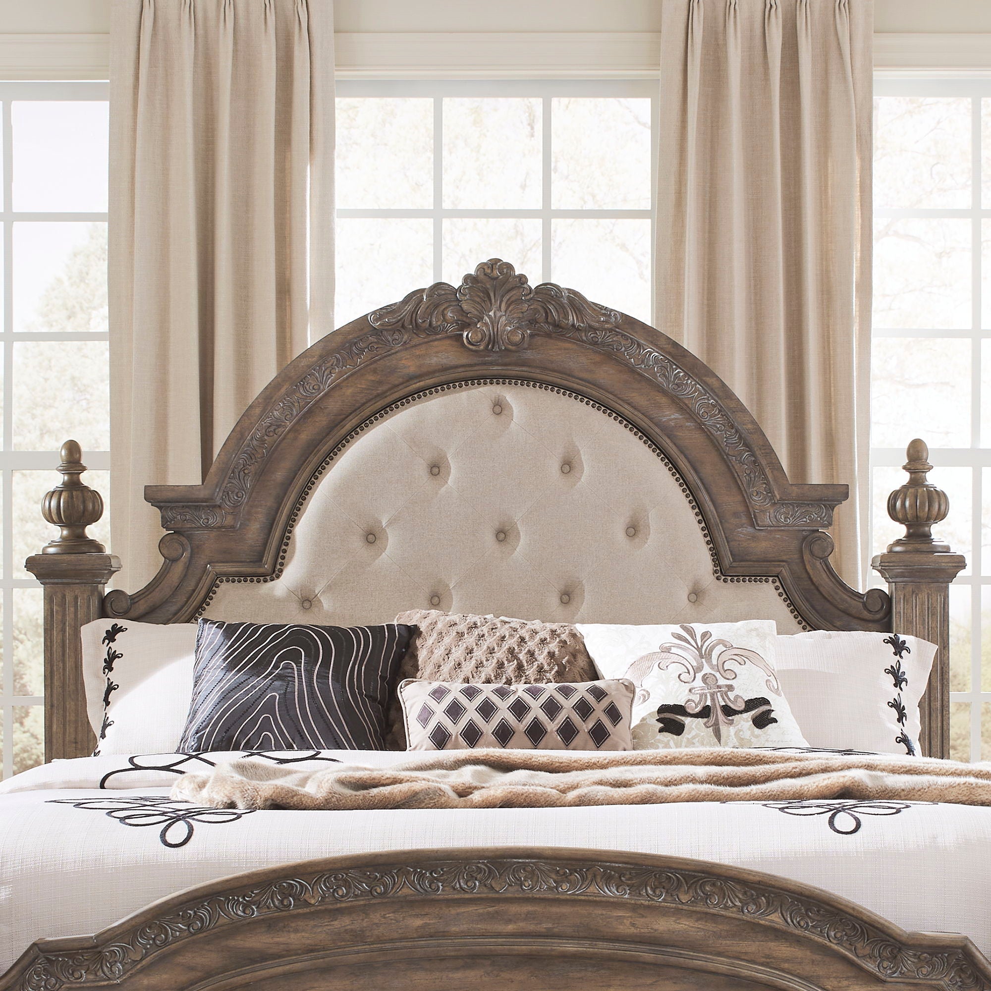 Liberty Furniture Carlisle Court - Upholstered Poster Headboard | Meri Furniture