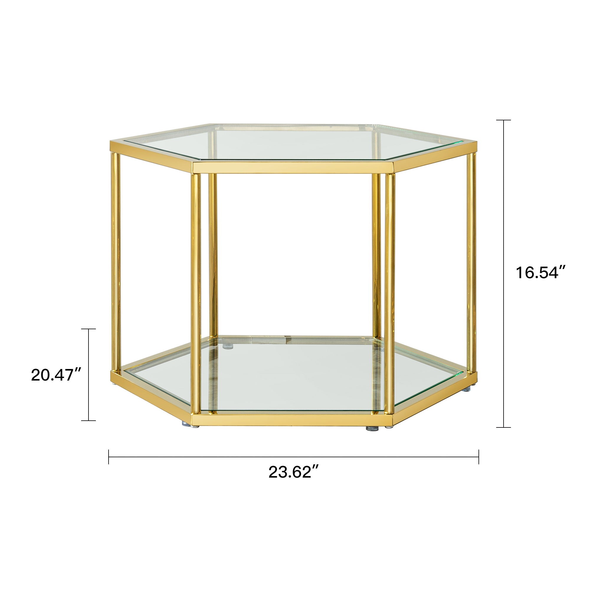 Modern Coffee Table With Double Layer Tempered Glass And Polygonal Design