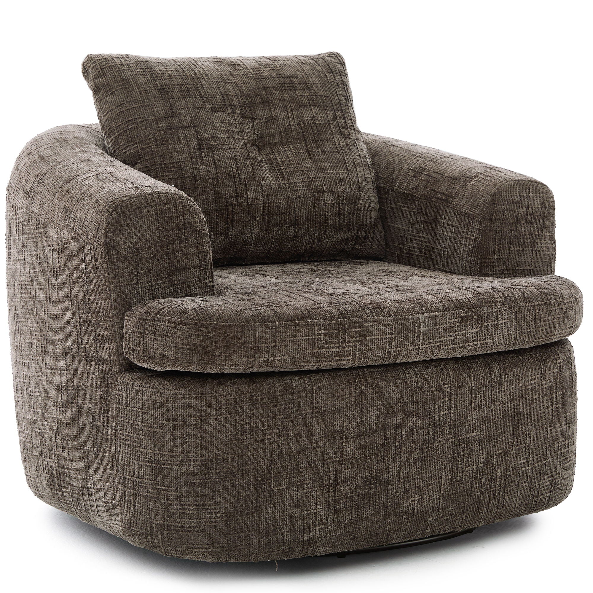 Modern Swivel Barrel Chair With Dual-Layer Cushion