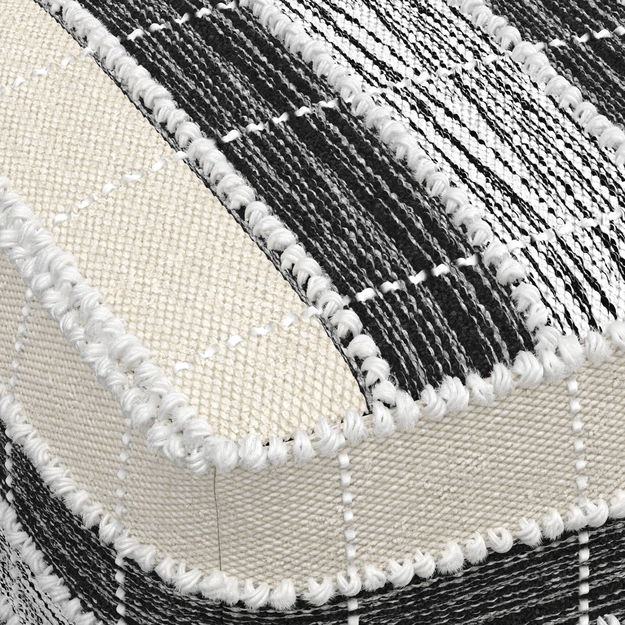 Barley - Square Pouf - White / Beige / Black