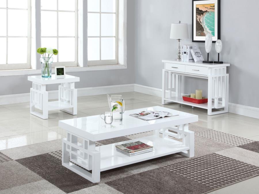 Coaster Fine Furniture Schmitt - Rectangular Side End Table - White High Gloss | Meri Furniture