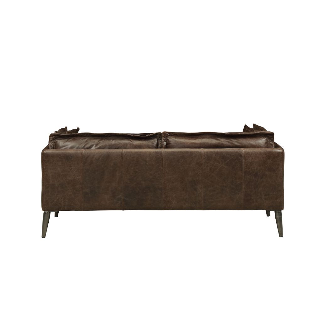 ACME Porchester - Loveseat - Distress Chocolate Top Grain Leather | Meri Furniture