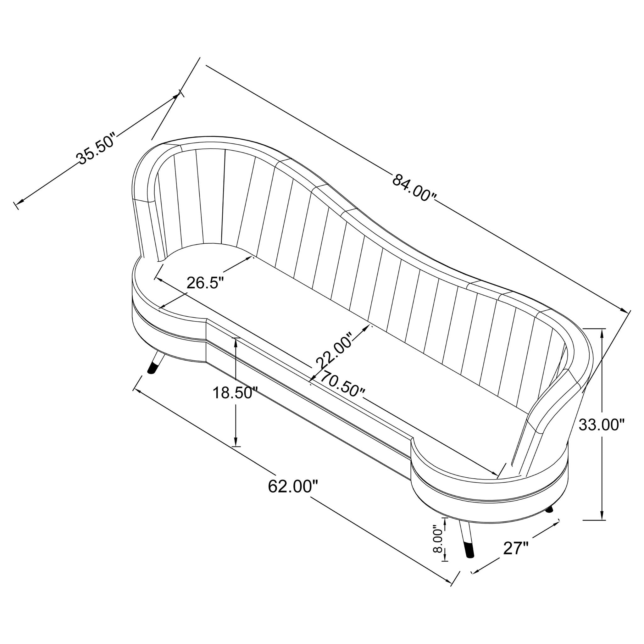 Sophia - 3 Piece Upholstered Channel Tufted Sofa Set - Gray