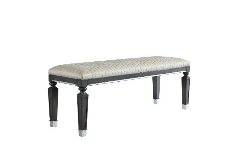 ACME House - Beatrice Bench - Two Tone Beige Fabric, Charcoal Finish | Meri Furniture