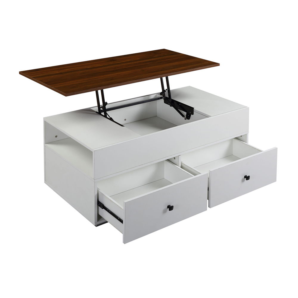 Raeden - Coffee Table With Lift Top - White & Walnut