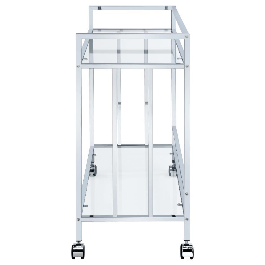Coaster Fine Furniture Cara - 2-tier Rectangular Glass Shelf Metal Bar Cart | Meri Furniture