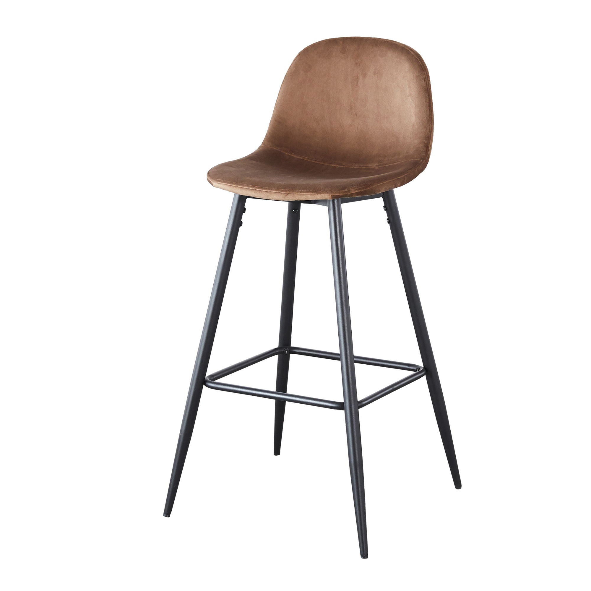Velvet Barstool With Back (Set of 2)