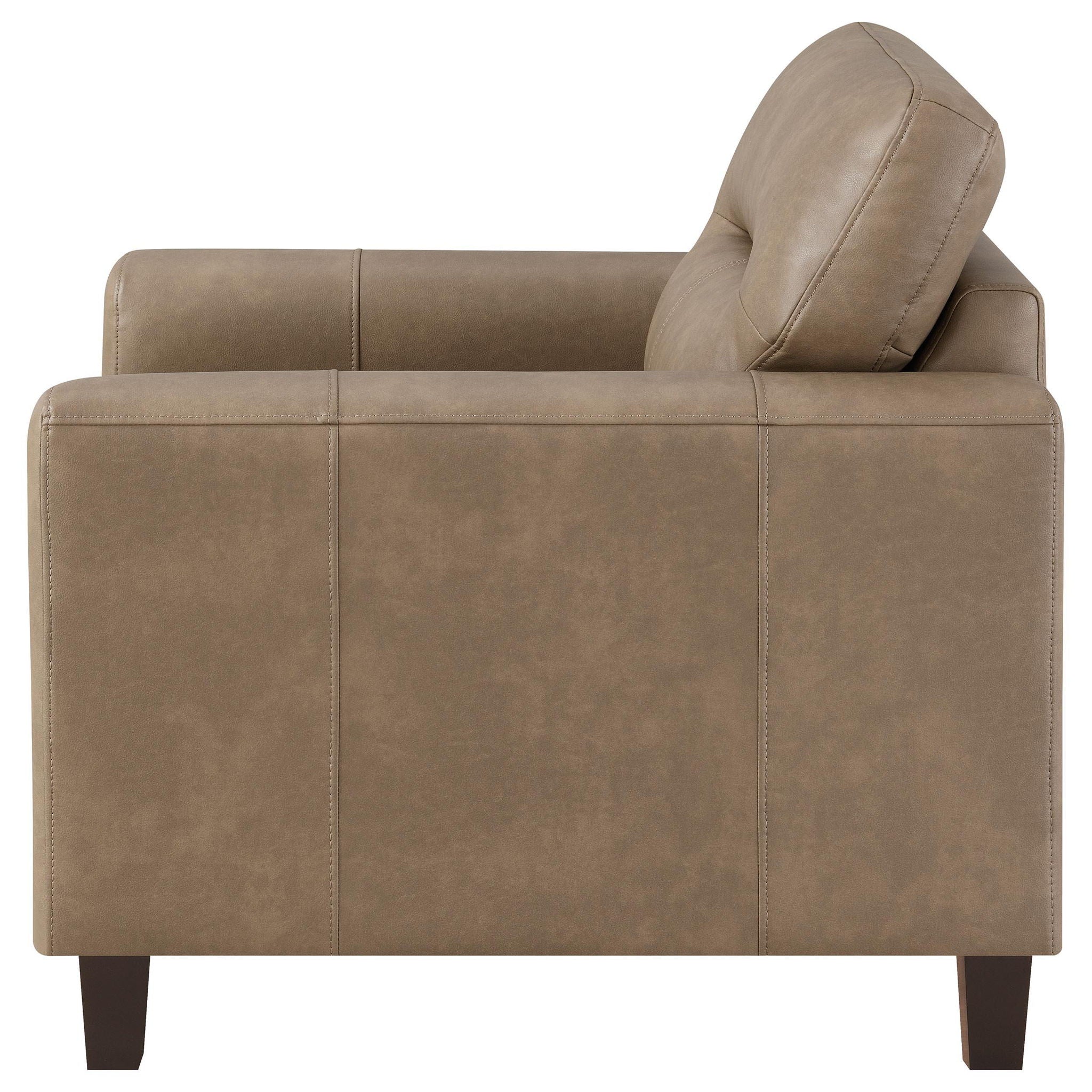 Scotland Faux Leather Upholstered Track Arm Chair Brown
