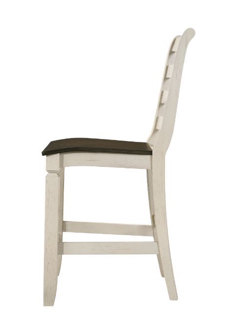 ACME Tasnim - Counter Height Chair (Set of 2) - Oak & Antique White Finish | Meri Furniture