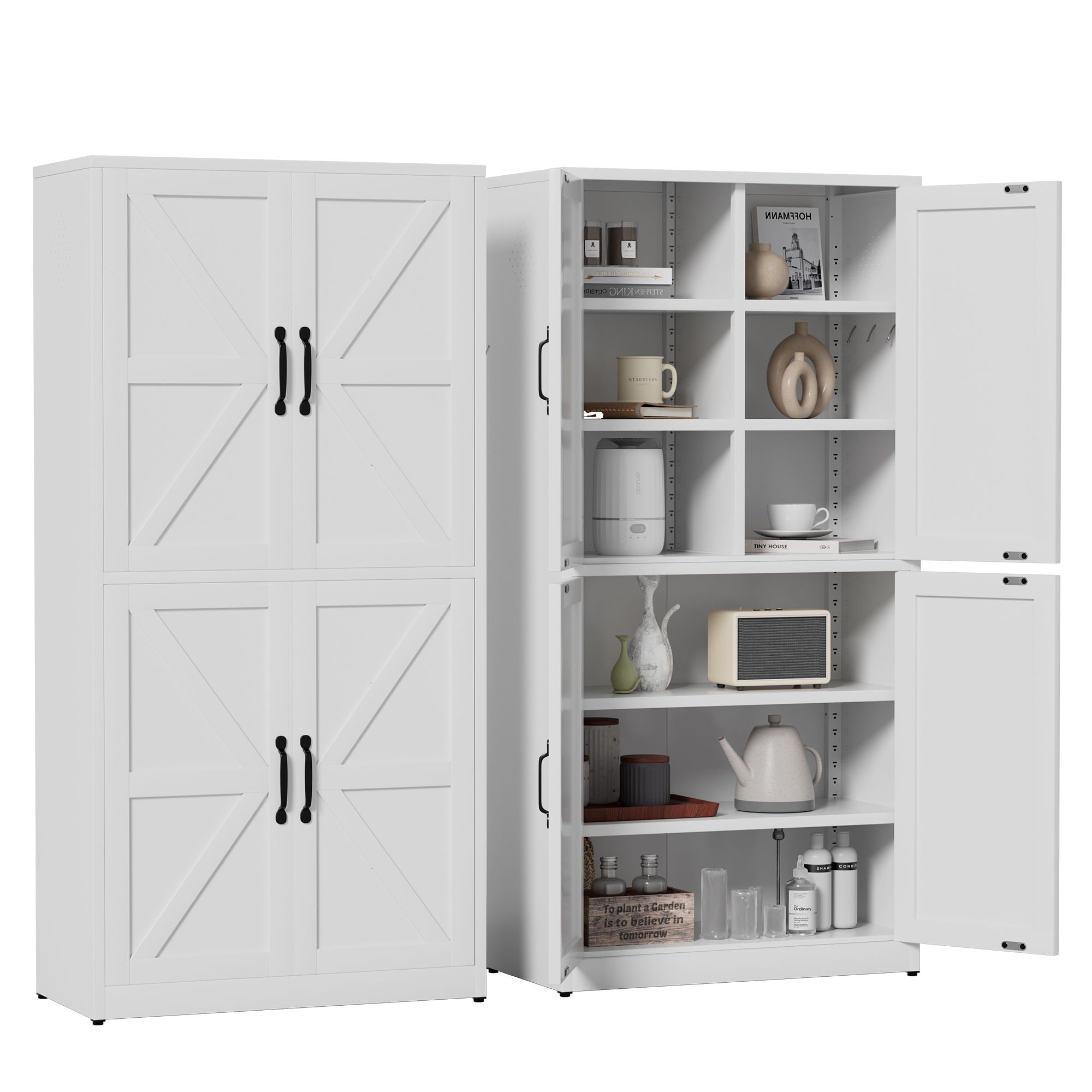 Kitchen Pantry Cabinet With Adjustable Shelves, Heavy Duty Storage - White