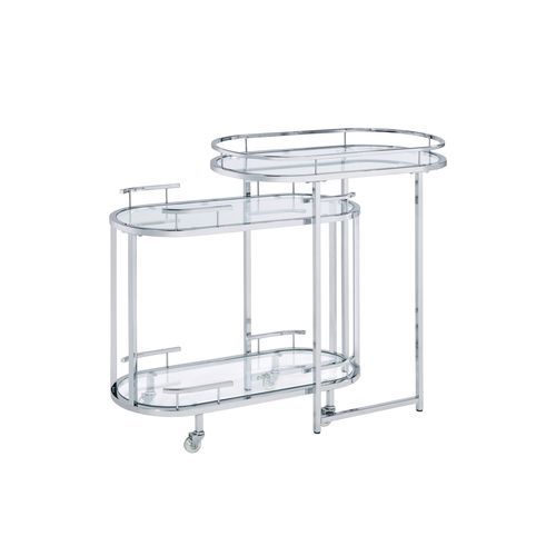 ACME Piffo - Serving Cart - Clear Glass & Chrome Finish | Meri Furniture