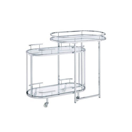 ACME Piffo - Serving Cart - Clear Glass & Chrome Finish | Meri Furniture