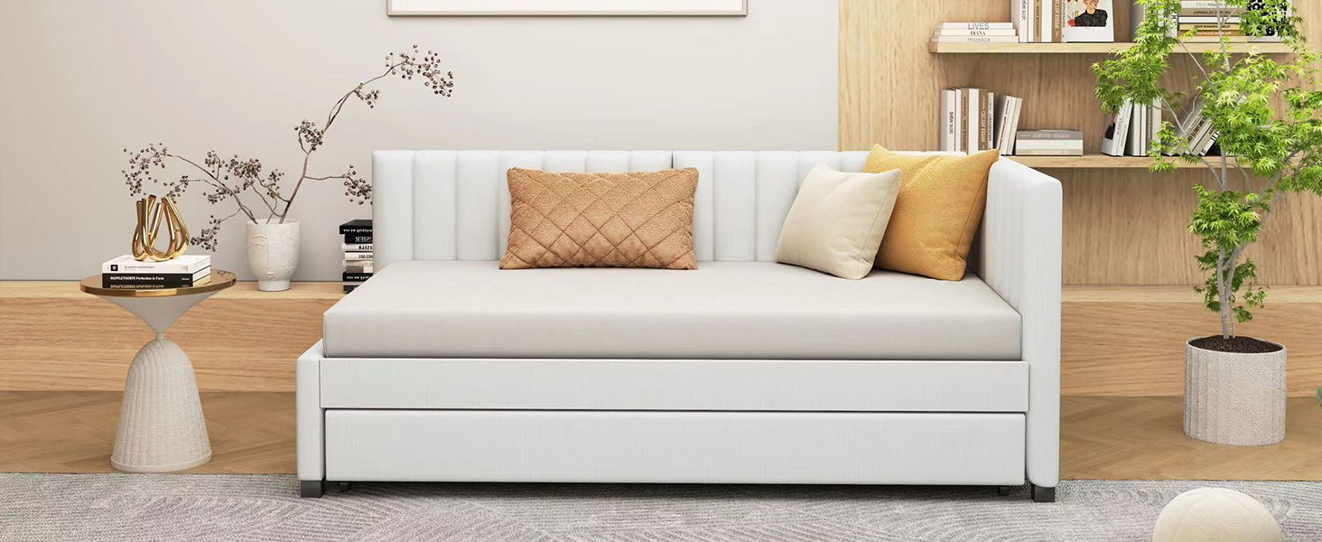 Upholstered Daybed, Sofa Bed Frame, No Box Spring Needed