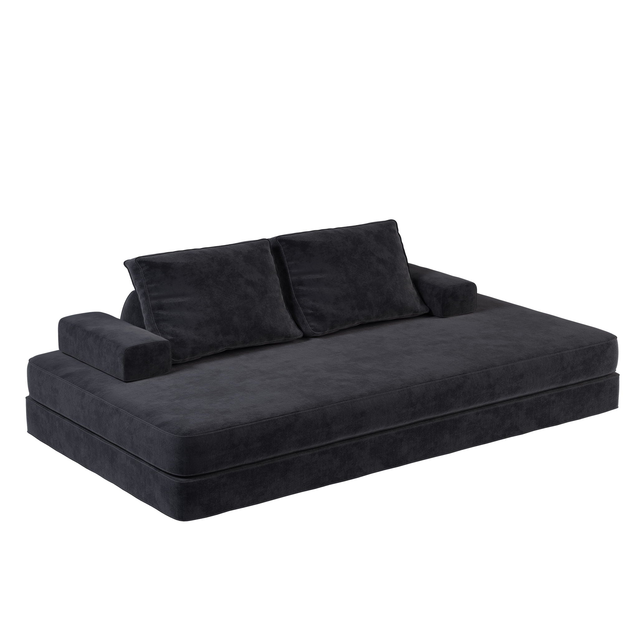 Multifunctional Convertible Sofa Bed With 2 Tumbler Backrests And 2 Pillows, Deep Seat Couch
