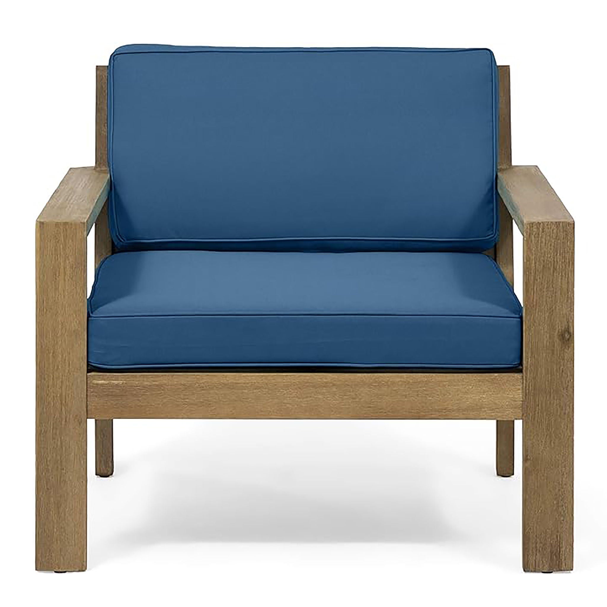 Antoine - Outdoor Acacia Wood Club Chairs With Cushions, (Set of 2)