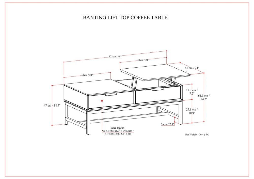 Banting - Lift Top Coffee Table - Walnut Brown