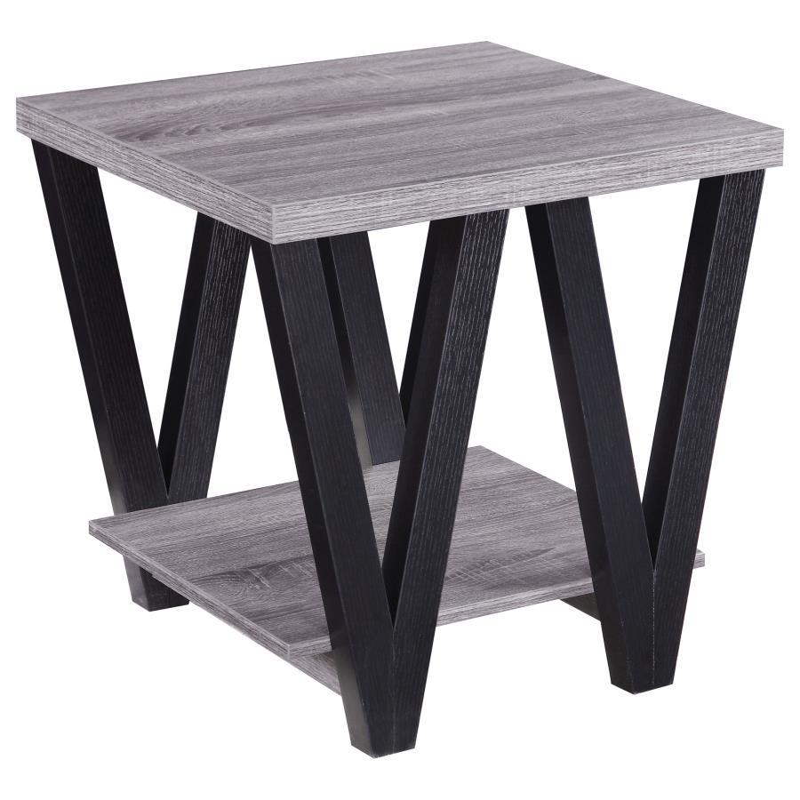 Coaster Fine Furniture Stevens - Engineered Wood End Table Antique - Gray And Black | Meri Furniture