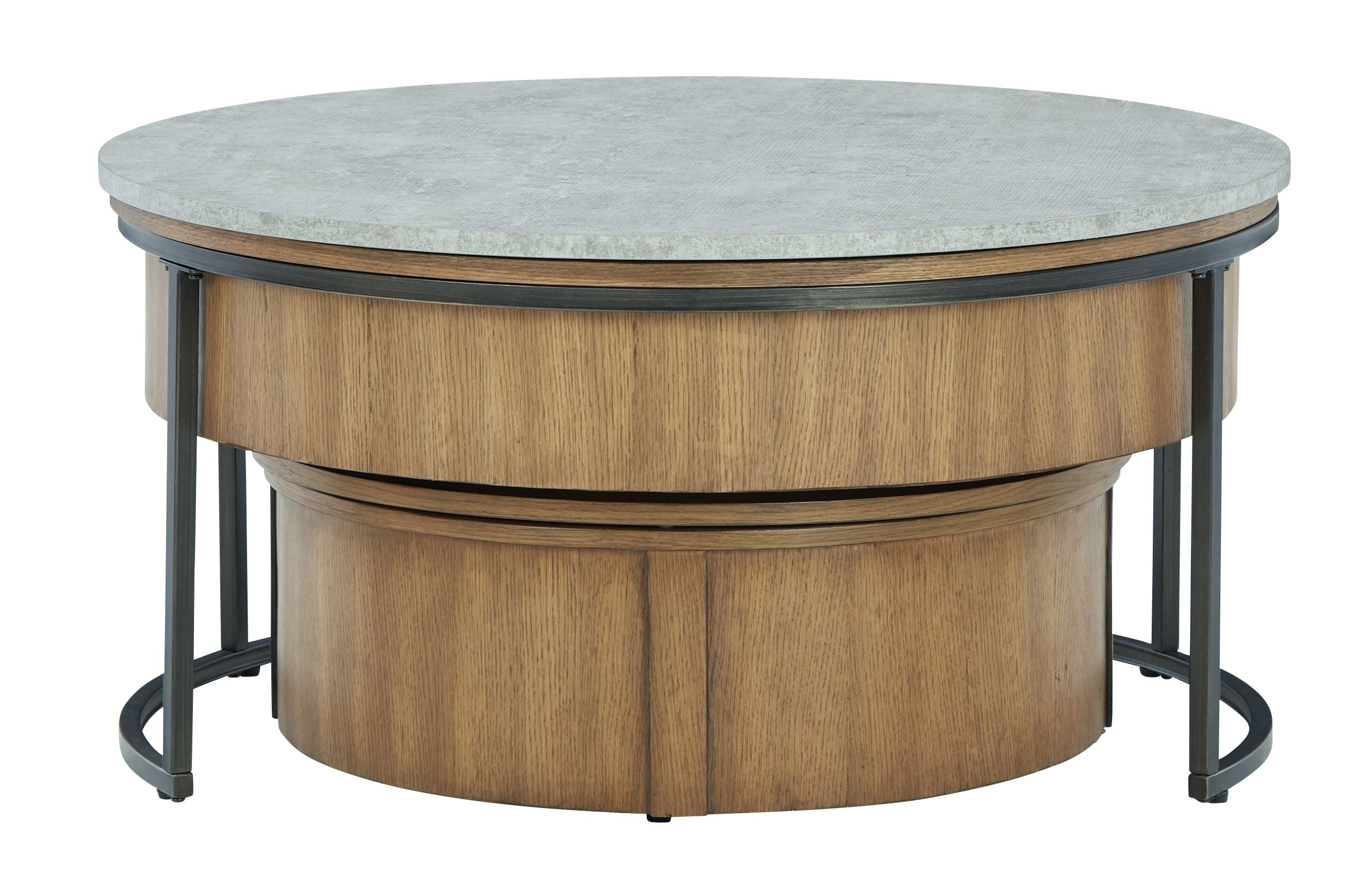 Signature Design by Ashley® Fridley - Gray / Brown / Black - Nesting Cocktail Tables (Set of 2) | Meri Furniture