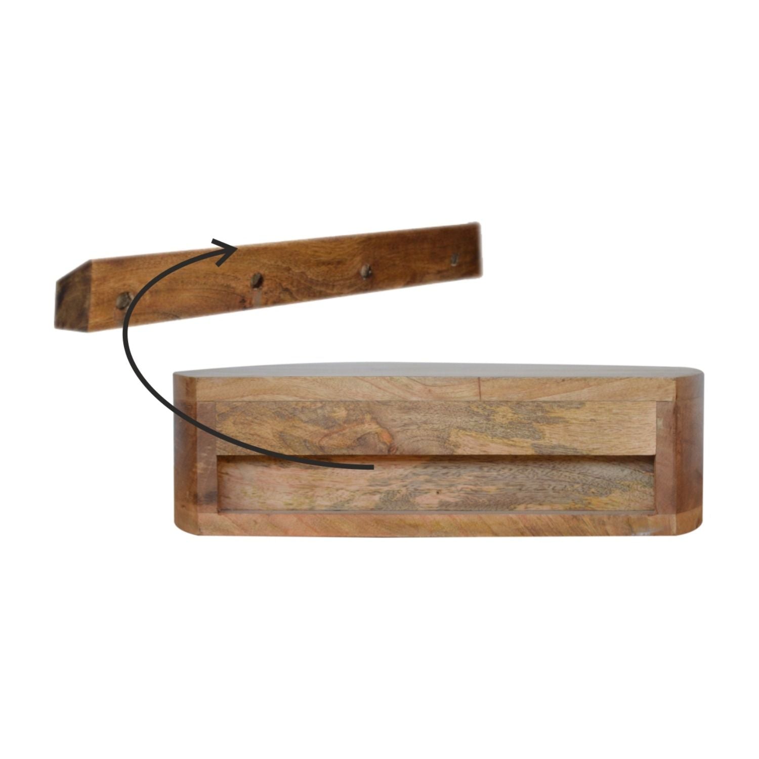 Wall Mounted Rounded Nightstand - Oak