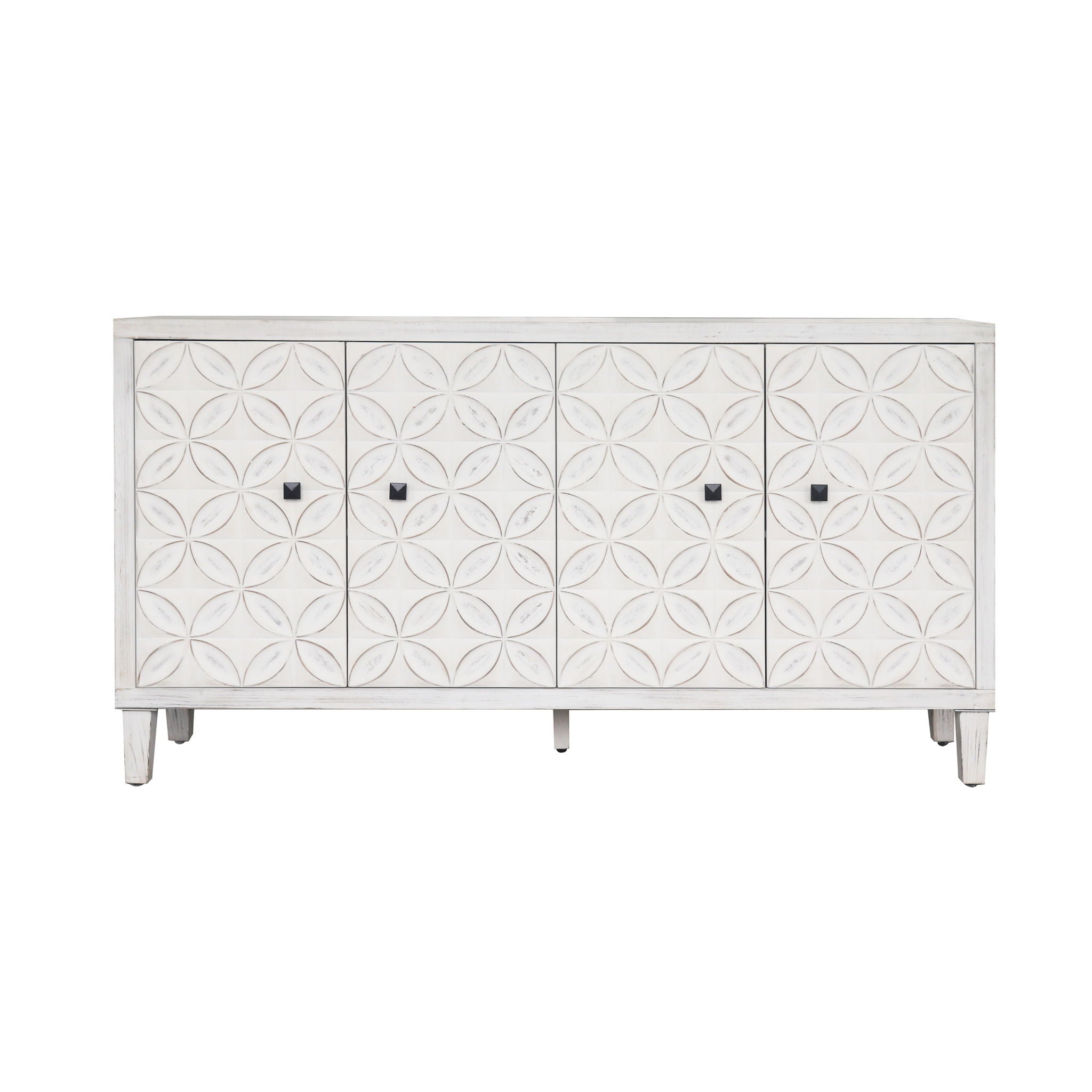 Accent Cabinet 4 Door Wooden Cabinet Sideboard Buffet Server Cabinet Storage Cabinet, For Living Room, Entryway, Hallway, Office, Kitchen And Dining Room - White Wash