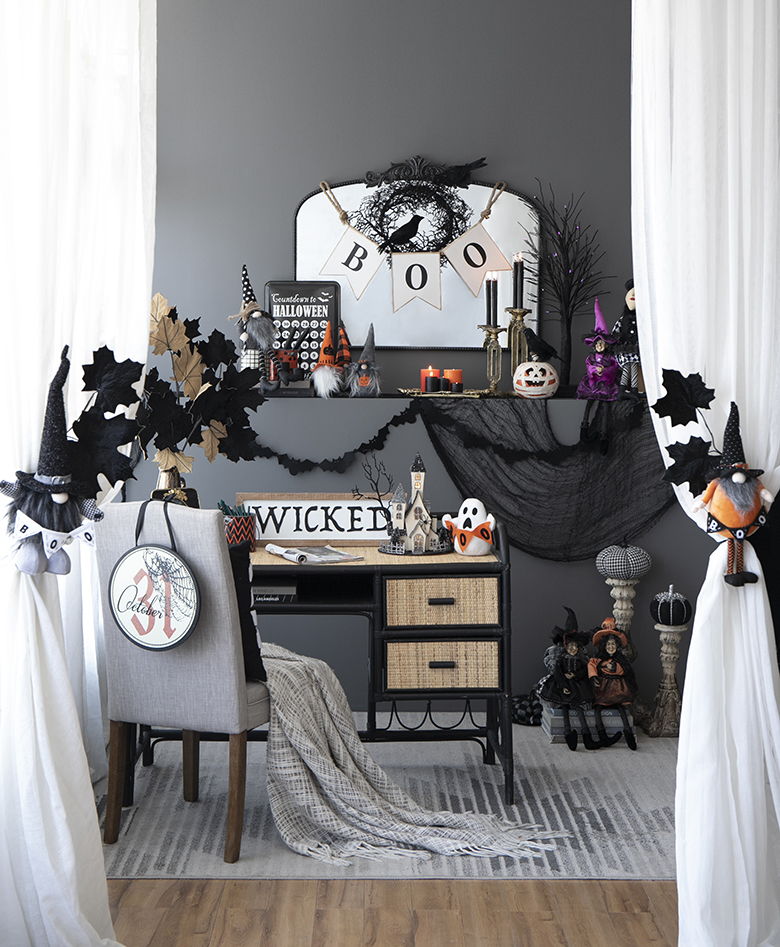 Gnome Decor, For Halloween Decor - Black / White