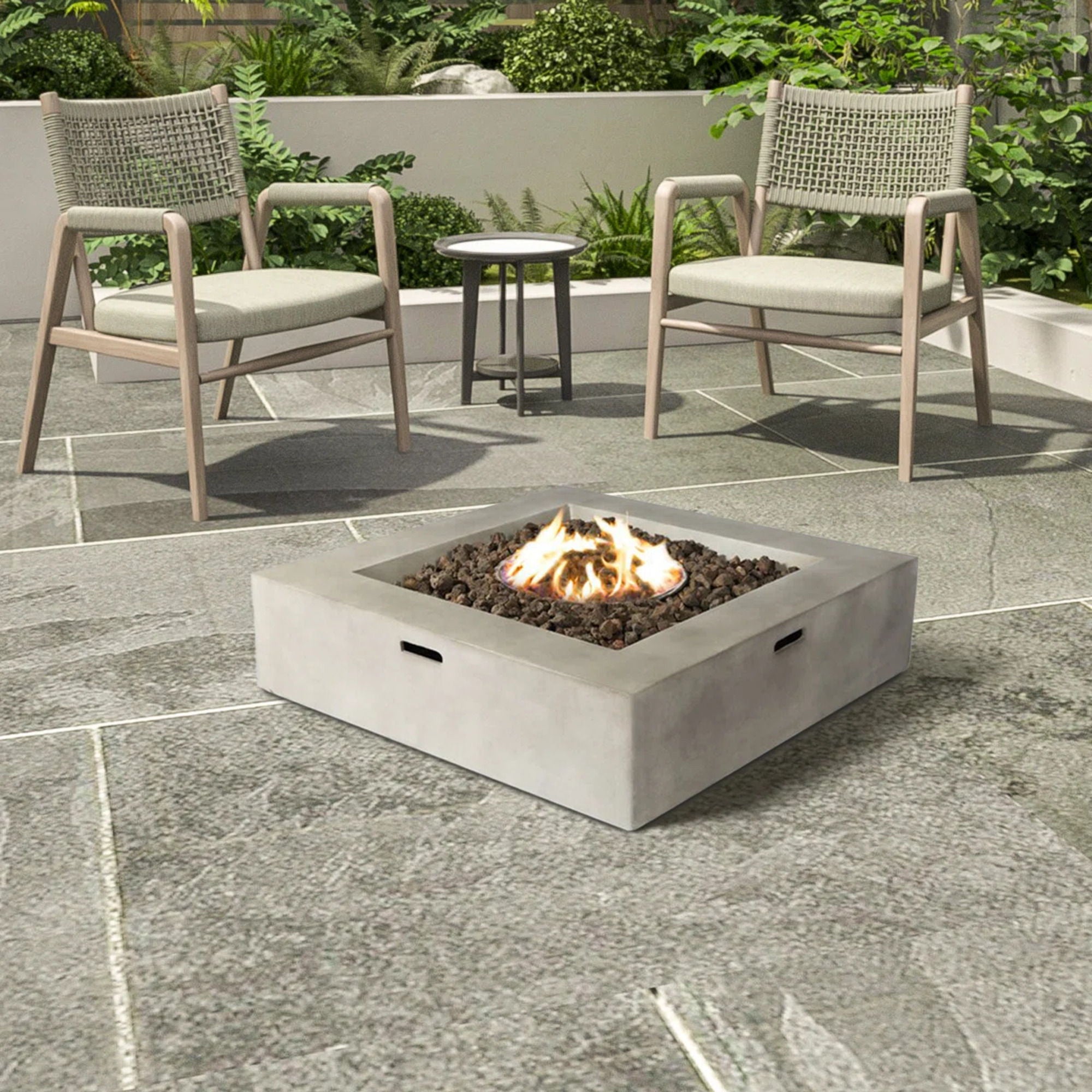 Outdoor Fire Pit Table - Natural / White