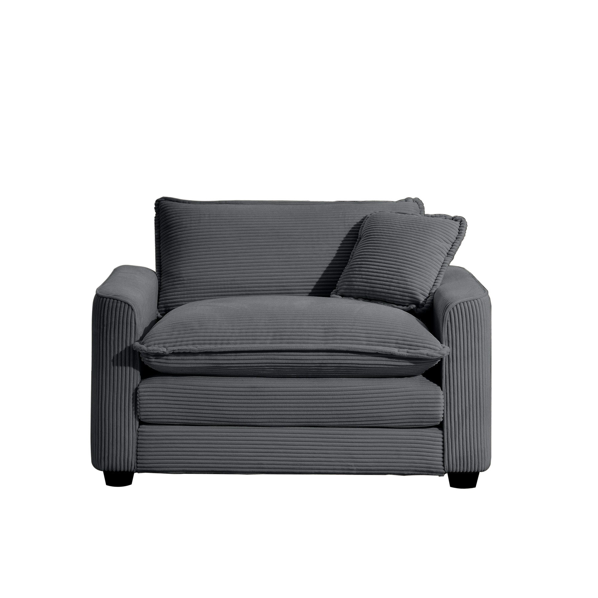 Modern Classic Corduroy Fabric Single Chair Deep Seat Sofa With Pillow