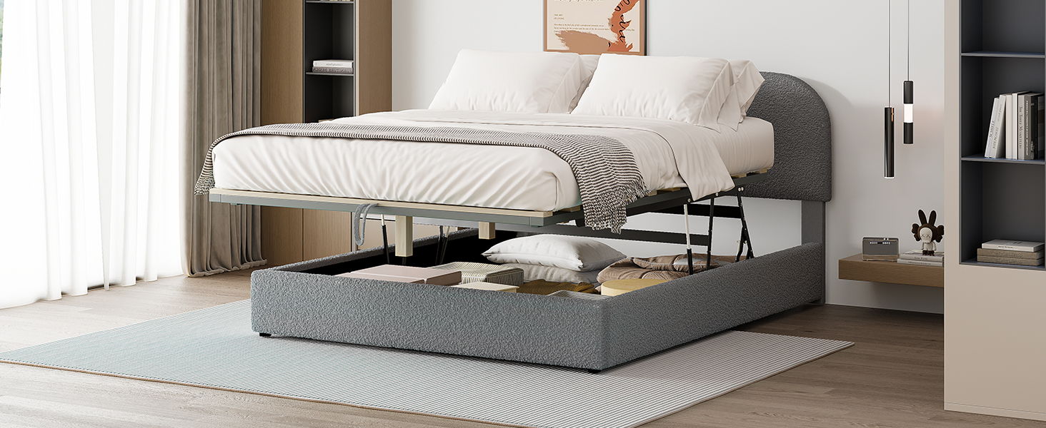 Upholstered Platform Bed With Hydraulic Storage System