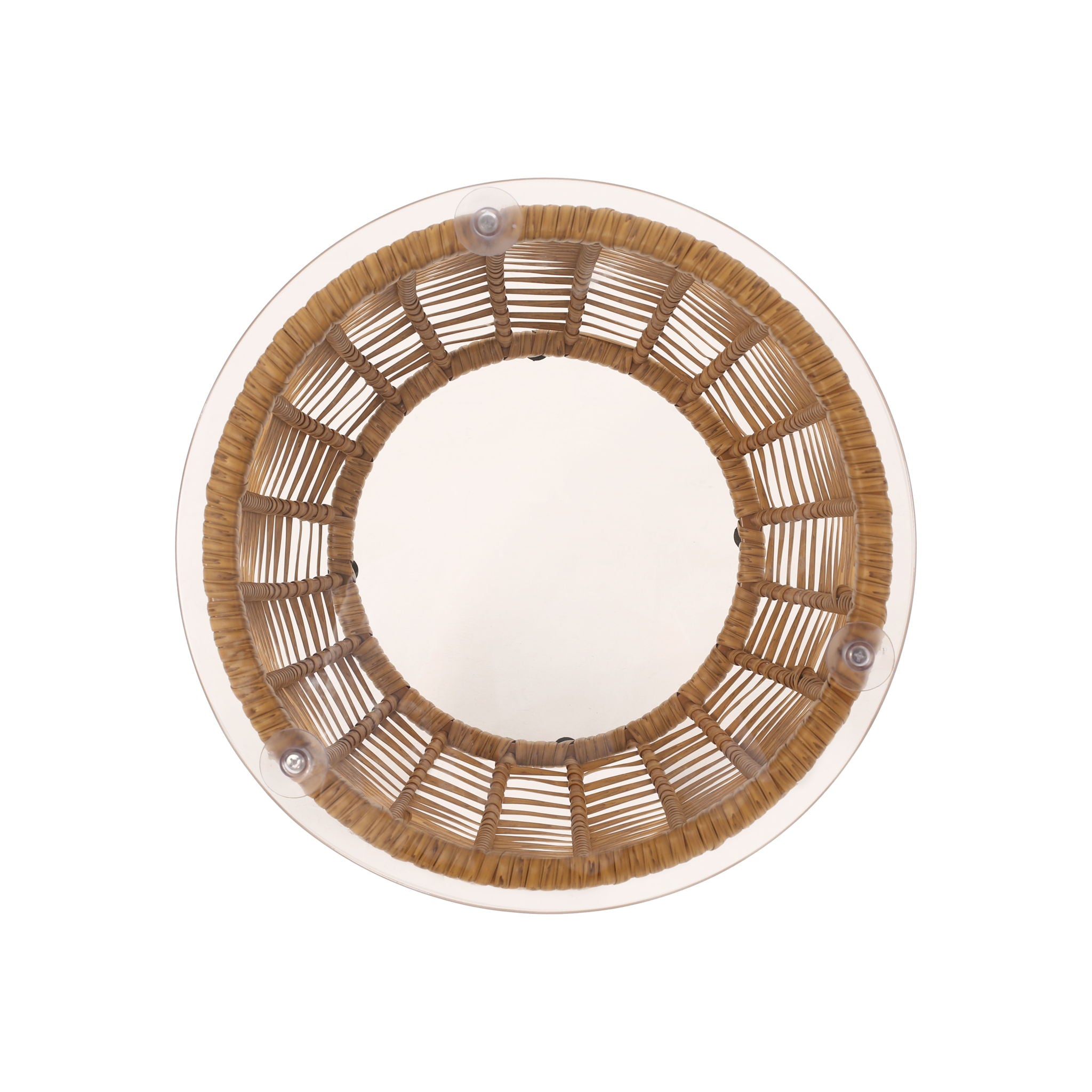 Boho Arias - Side Table With Tempered Glass Top And Rattan Wrap