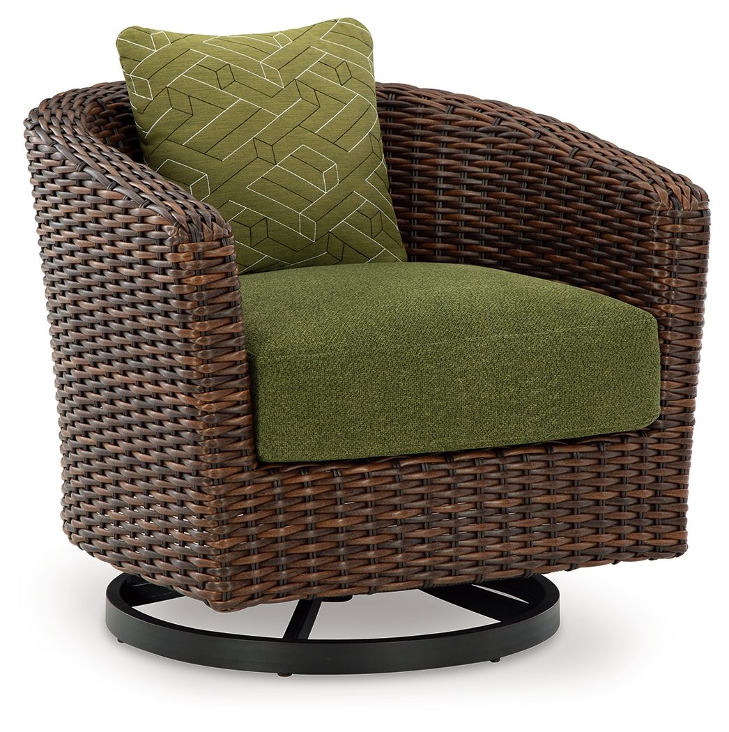 Signature Design by Ashley® Horizon Hall - Brown / Green - Swivel Lounge With Cushion | Meri Furniture