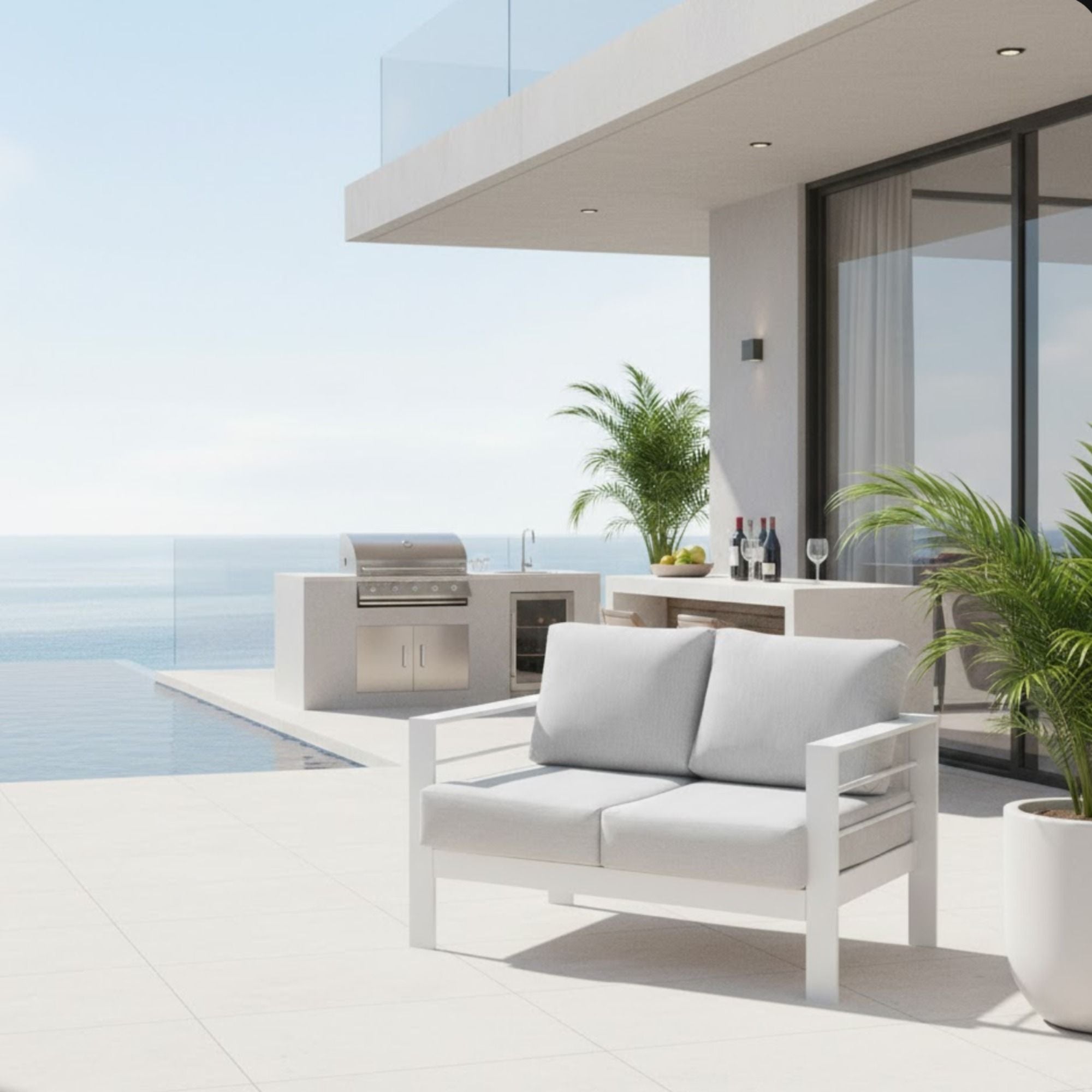 Patio All-Weather Loveseat With Thick Cushions