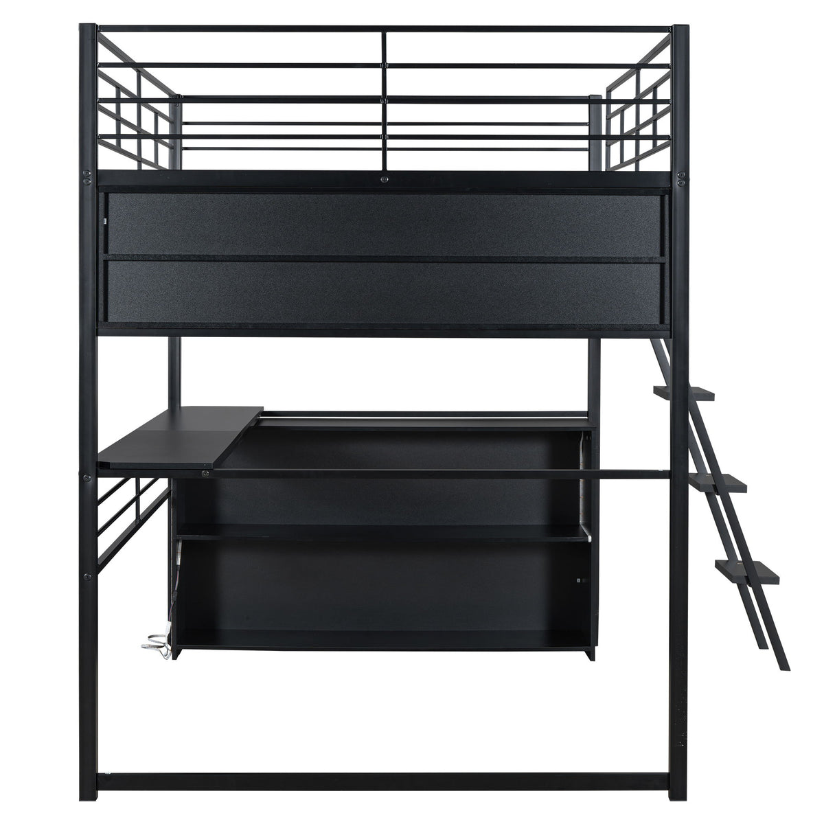 Loft Bed With LED Desk And 4 Storage Shelves
