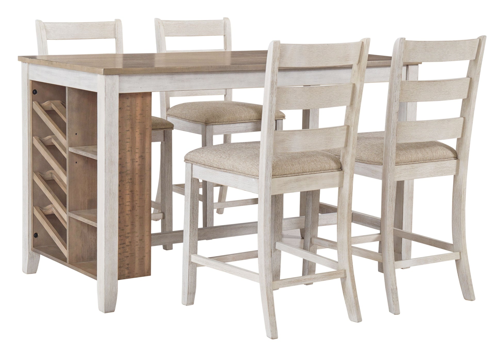 Signature Design by Ashley® Skempton - White - Rectangular Counter Table With Storage | Meri Furniture