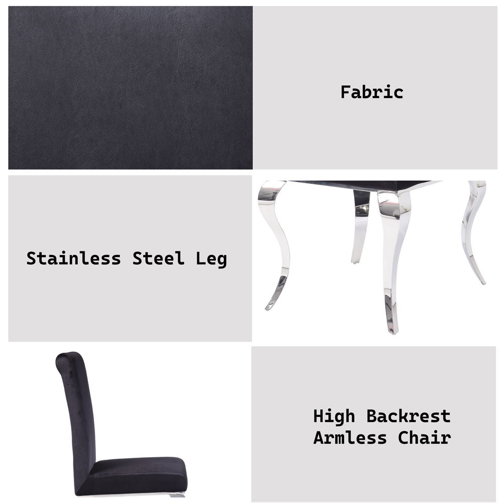 Fabiola - Side Chair Set of 2) - Black Fabric & Stainless Steel