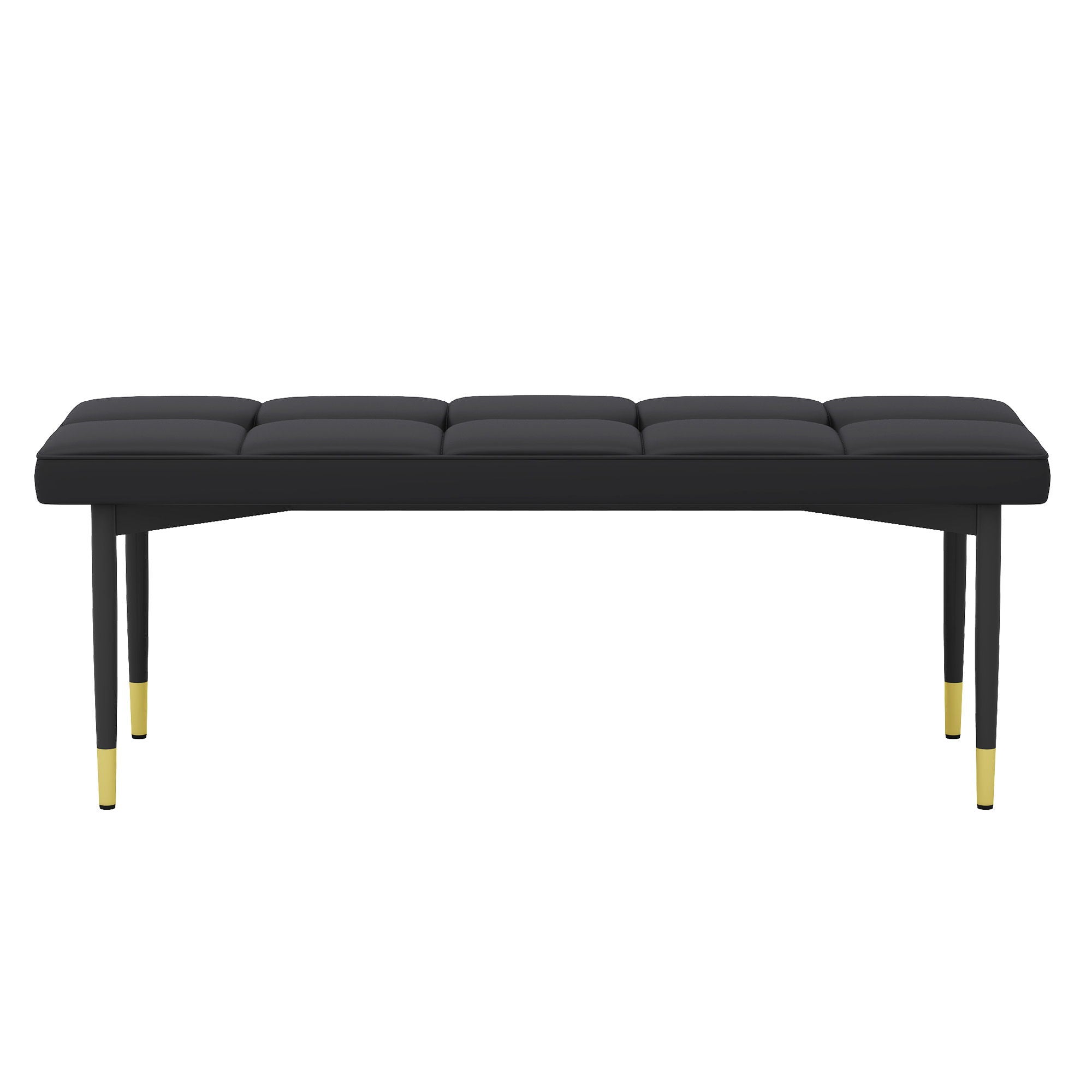 Multifunctional Shoe Bench, Sturdy Metal Legs With Gold Accents - Black