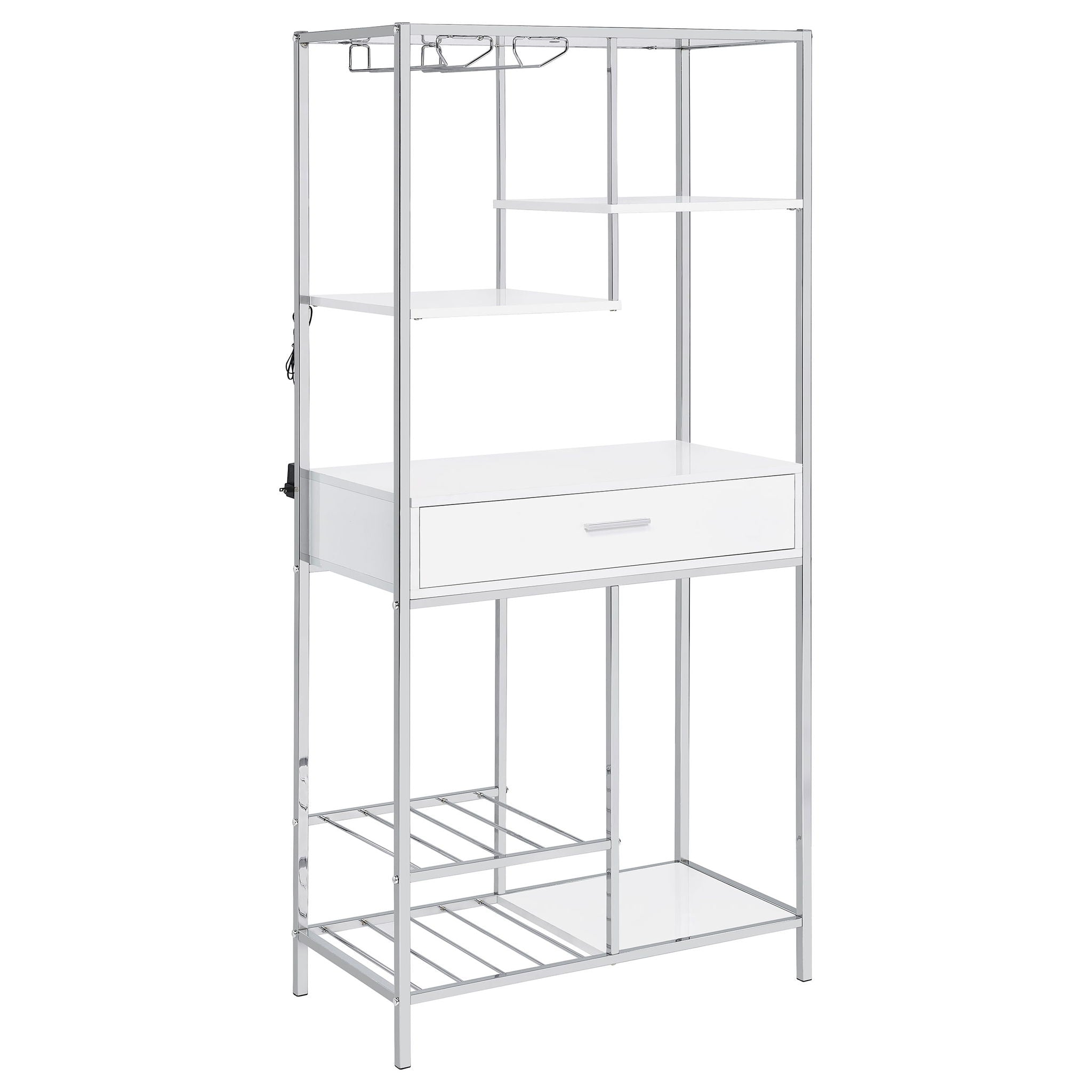 Draper - 5 Shelf LED Wine Cabinet With Pull Out Drawer - Gloss White
